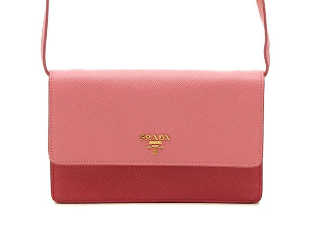 Prada Shoulder Bag Pink Embossed Leather